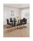 6-Chair Table Set: Tempered Glass, High Backrest