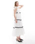 Фото #1 товара Sister Jane bow shoulder jacquard midi dress in ivory