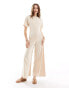 Фото #1 товара ASOS DESIGN ruched side jumpsuit with wide leg in stone