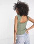 Фото #4 товара ASOS DESIGN v-neck sleeveless top with seaming detail in khaki