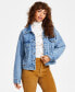 ფოტო #1 პროდუქტის Women's Padded Cotton Long-Sleeve Trucker Jacket