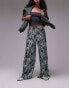 Фото #2 товара Topshop ink spill print plisse wide leg trousers in multi