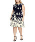 Фото #1 товара Plus Size Scuba-Crepe Floral-Print Fit & Flare Dress