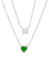 ფოტო #1 პროდუქტის Ruby (5/8 ct. t.w.) & Lab-Grown White Sapphire (1 ct. t.w.) 16" Layered Necklace in Sterling Silver (Also in Lab-Grown Green Quartz)