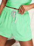 Фото #3 товара ASOS DESIGN mix & match satin pyjama short with contrast piping in green