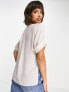 Фото #3 товара ASOS DESIGN oversized woven tee with roll sleeve in oyster