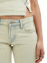 Weekday Arrow co-ord low waist straight leg jeans with hem split in sun bleached light blue wash