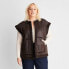 Фото #1 товара Women's Faux Shearling Lined Leather Vest - Future Collective with Reese