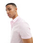 ASOS DESIGN short sleeve slim fit stripe work shirt in light pink