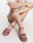 ASOS DESIGN Fraction woven covered flat sandals in red