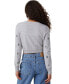 ფოტო #2 პროდუქტის Women's Everfine Crop V-neck Button Cardigan Sweater