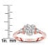 Sterling Silver with 18K Rose Gold Plated Heart and Round Clear Cubic Zirconias Three-Stone "I Love You" Ring