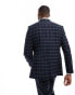 ASOS DESIGN skinny windowpane check suit jacket in navy