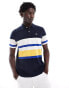 GANT shield logo embroid multistripe washed polo in navy Синий, 2XL - 58 - фото #4