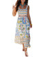 Women's Tropical Print Crochet Maxi Beach Dress