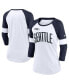 ფოტო #4 პროდუქტის Women's Seattle Seahawks White, Heather College Navy Football Pride Raglan 3/4-Sleeve T-shirt