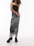 Topshop photographic split mesh midi skirt in mono