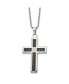 ფოტო #1 პროდუქტის Brushed Carbon Fiber Inlay CZ Cross Pendant Ball Chain Necklace