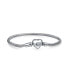 ფოტო #3 პროდუქტის Starter Snake Chain Bracelet For Women Heart Clasp Fits European Beads Charm 925 Sterling Silver 7 Inch