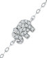 ფოტო #3 პროდუქტის Cubic Zirconia Graduated Elephant Chain Link Ankle Bracelet in Sterling Silver, Created for Macy's