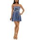 Juniors' Sweetheart-Neck Shimmery Fit & Flare Dress