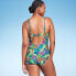 Women's Tropical Print Shirred Full Coverage One Piece Swimsuit - Kona Sol