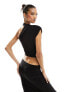 Kaiia slinky one shoulder crop top co-ord in black