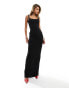 Фото #8 товара ASOS DESIGN padded strap detail square neck maxi dress in black