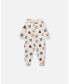 ფოტო #1 პროდუქტის Baby Boy Organic Cotton One Piece Pajama Heather Beige Printed Monsters - Infant