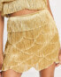 ASOS DESIGN co ord mini skirt with fringe layered detail in gold