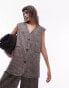 Фото #1 товара Topshop co-ord stripe linen oversized waistcoat in brown