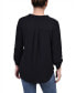 ფოტო #2 პროდუქტის Petite 3/4 Sleeve Mandarin Collar Blouse with Front Pleats