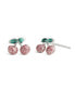 Pink Glitter Cherry Cluster Stud Earrings