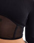 Фото #6 товара Miss Selfridge seamless long sleeve crop top with mesh corset panel in black