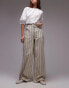 Фото #1 товара Topshop stripe wide leg turn back hem trouser in stone