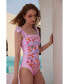 Фото #5 товара Women's Pink Blossom Reversible One-Piece Swimsuit