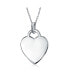 Фото #1 товара Tiny Minimalist Flat Medium Size Heart Shape Blank Plain Pendant Necklace For Women Sterling Silver