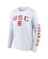 Фото #2 товара Men's White USC Trojans Distressed Arch Over Logo Long Sleeve T-shirt