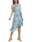 ფოტო #3 პროდუქტის Petite Printed Asymmetrical-Flounce-Hem Dress