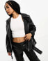 Фото #9 товара ASOS DESIGN Petite oversized premium real leather biker jacket in black