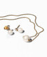 ფოტო #1 პროდუქტის 14k Gold-plated Pearl Halo Necklace and Earring Gift Set