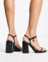 Фото #2 товара River Island embossed block heeled sandal in black