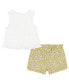 Фото #2 товара Toddler Girls Ruffle-Trim Tank Top & Floral Crinkle Knit Shorts, 2 piece set