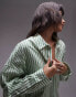 Фото #7 товара Topshop super oversized shirt in green stripe