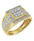 ფოტო #1 პროდუქტის Iced Hammer Natural Certified Diamond 1.55 cttw Round Cut 14k Yellow Gold Statement Ring for Men
