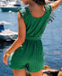 Фото #3 товара Women's Belted Emerald Green Romper