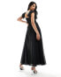 Фото #2 товара ASOS DESIGN split sleeve chiffon insert satin panelled midi dress in black