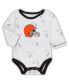 ფოტო #2 პროდუქტის Newborn and Infant Boys and Girls White, Brown Cleveland Browns Dream Team Onesie Pants and Hat Set