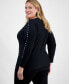 Фото #2 товара Plus Size Stud-Trim Tunic Sweater, Created for Macy's