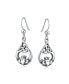 ფოტო #1 პროდუქტის Friendship BFF Heart Circle Irish Love Symbol Celtic Claddagh Dangle Earrings For Women Girlfriend Oxidized .925 Sterling Silver Fish Hook